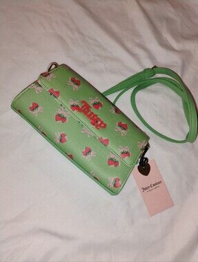 Juicy Couture Mint Green Strawberry Print Crossbody Bag